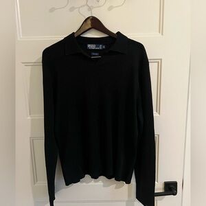Vintage 80s Polo Ralph Lauren Liner Long Sleeve Knit, Black Hong Kong- Men’s XL